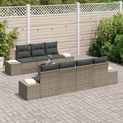 set od 8 vrtnih sofa s jastučićima siva poliratan Cijena