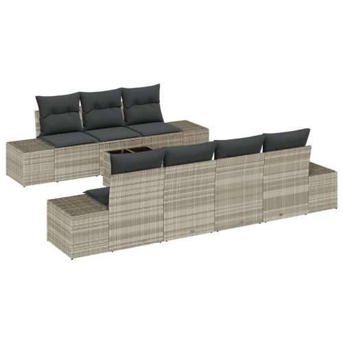 Set vrtnih sofa od 8 dijelova s jastučićima Svjetlosiva Poli ratan Cijena