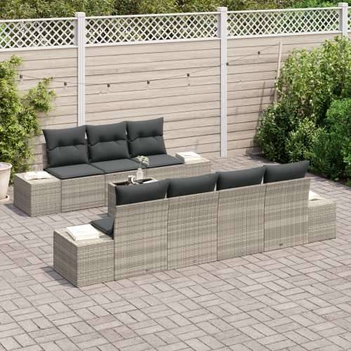 Set vrtnih sofa od 8 dijelova s jastučićima Svjetlosiva Poli ratan Cijena