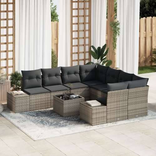 Set vrtnih sofa od 9 dijelova s jastučićima siva poli ratan Cijena