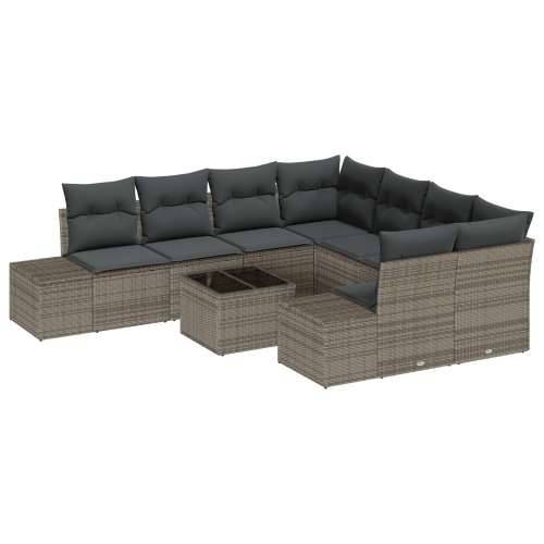Set vrtnih sofa od 9 dijelova s jastučićima siva poli ratan Cijena