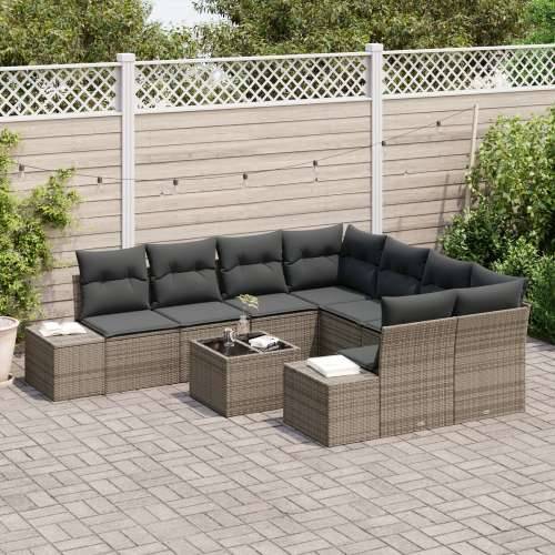 Set vrtnih sofa od 9 dijelova s jastučićima siva poli ratan Cijena