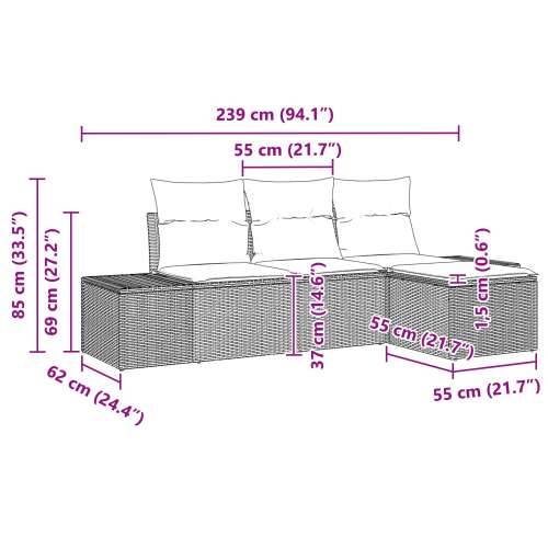 4-dijelni vrtni kauč set s jastučićima bež Poli ratan Cijena