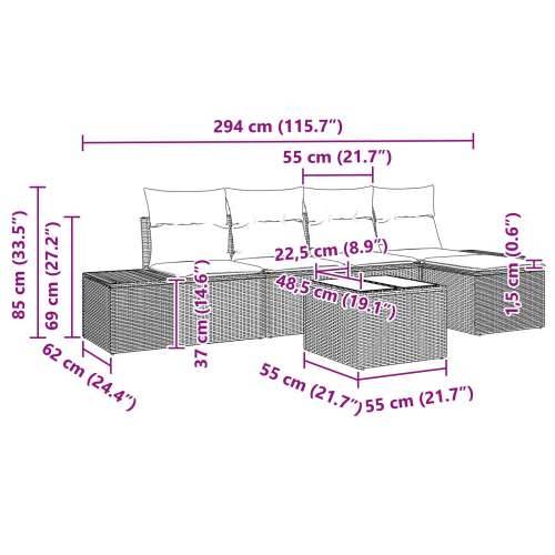 5-dijelni vrtni set sofa s jastučićima smeđi poli ratan Cijena