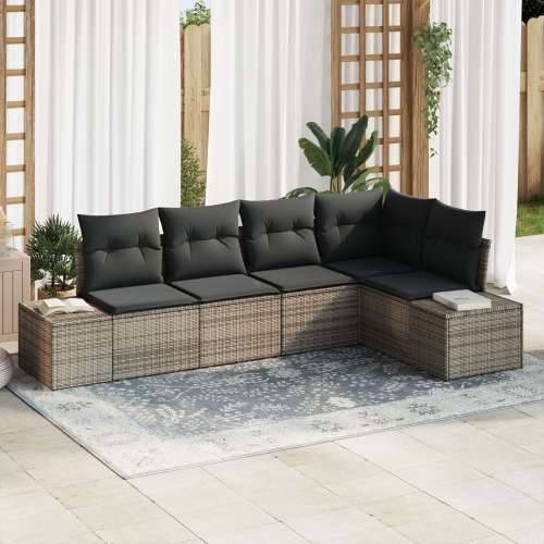 set vrtnih sofa s jastučićima siva poli ratan Cijena