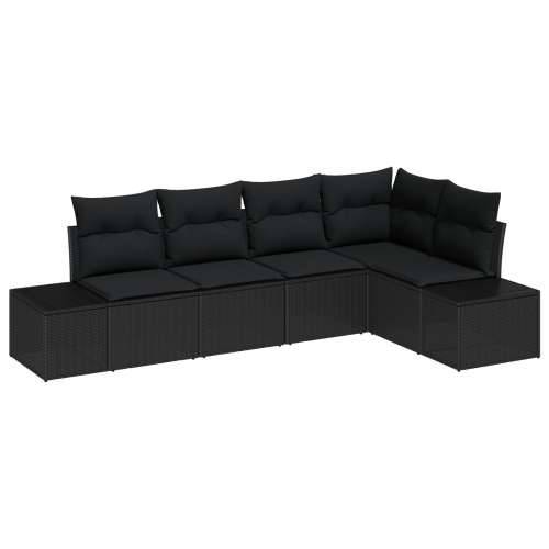 Set od 5 dijelova vrtnih kauča s jastucima crni poli ratan Cijena