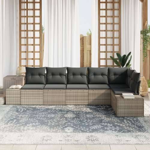 set od 6 vrtnih sofa s jastučićima svjetlosive boje poli ratana Cijena
