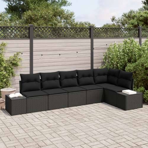 set vrtnih sofa od 6 dijelova s jastucima, crni poli rattan Cijena