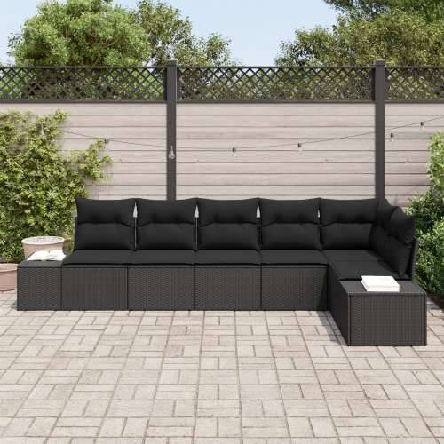 set vrtnih sofa od 6 dijelova s jastucima, crni poli rattan Cijena