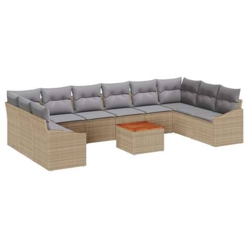 set vrtnih sofa od 11 dijelova s jastučićima Bež Poly Ratan Akacija Cijena