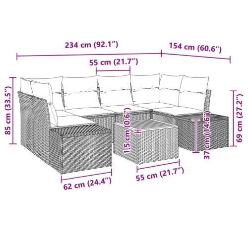 set od 7 komada vrtne sofe s jastučićima crni poli ratan akacija Cijena
