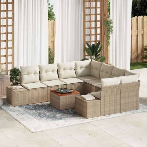 set vrtnih sofa od 9 komada s jastučićima bež poli ratan Cijena