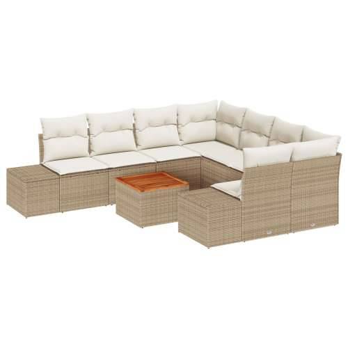set vrtnih sofa od 9 komada s jastučićima bež poli ratan Cijena