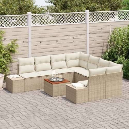 set vrtnih sofa od 9 komada s jastučićima bež poli ratan Cijena