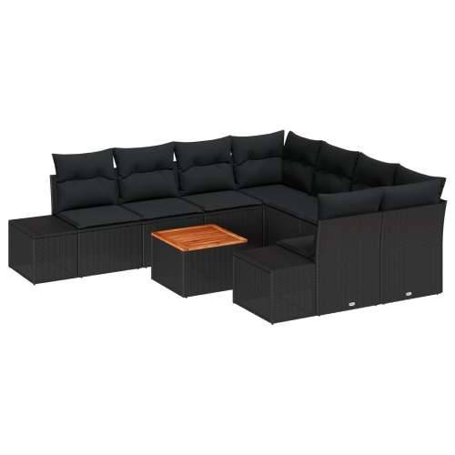Set vrtnih sofa od 9 dijelova s jastučićima Crni Poli Ratan Bager Cijena
