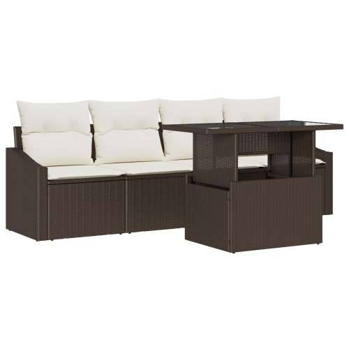 Set od 5 komada vrtnih sofa s jastučićima smeđa poli ratan Cijena