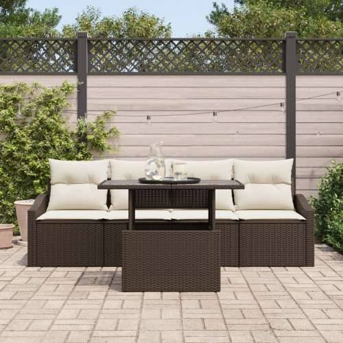 Set od 5 komada vrtnih sofa s jastučićima smeđa poli ratan Cijena