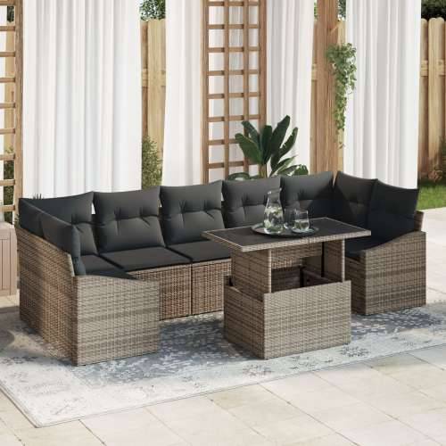 Set vrtnih sofa od 8 komada s jastučićima Siva Poli ratan Cijena