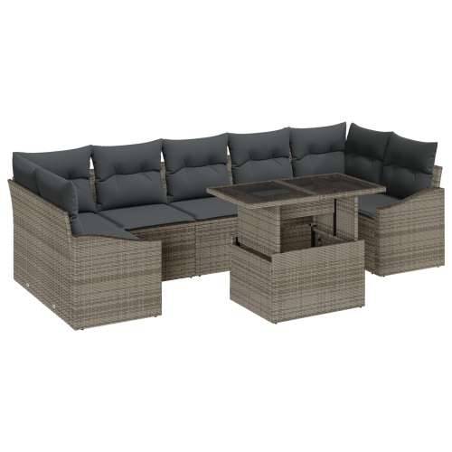Set vrtnih sofa od 8 komada s jastučićima Siva Poli ratan Cijena