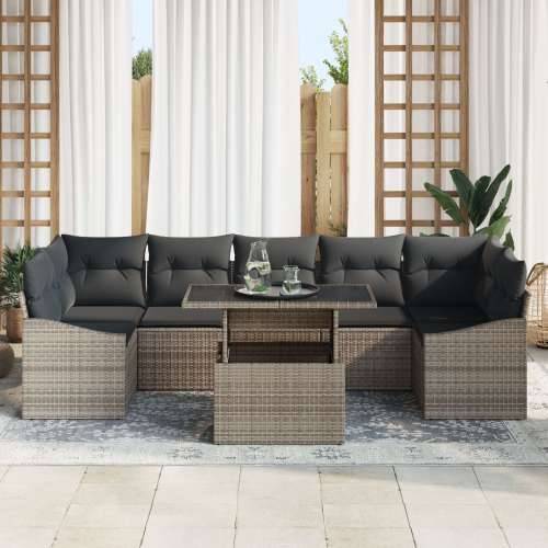 Set vrtnih sofa od 8 komada s jastučićima Siva Poli ratan Cijena