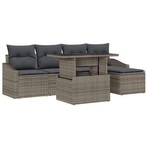 set od 6 vrtnih sofa s jastučićima siva poli ratan Cijena