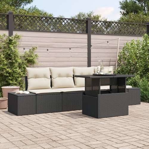 5-dijelni vrtni sofa set s jastučićima crni poli ratan Cijena