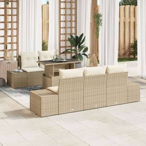 Set od 6 vrtnih sofa s jastucima Bež Poli Ratan Cijena