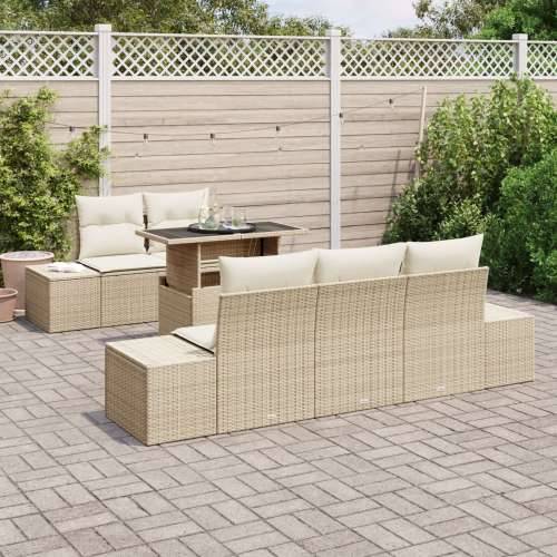 Set od 6 vrtnih sofa s jastucima Bež Poli Ratan Cijena