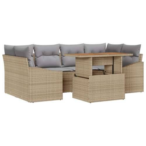 7-dijelni vrtni sofa set s jastucima bež poli ratan Cijena