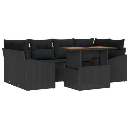 Vrtna garnitura - 7-dijelni set vrtnih sofa s jastučićima crna poli ratan Cijena