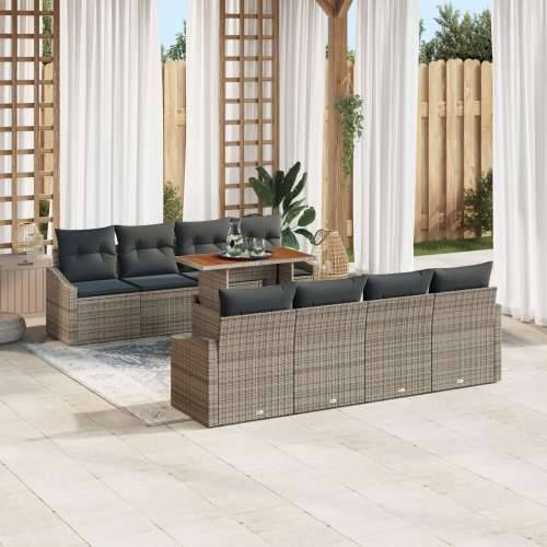 7-dijelni vrtni sofa set s jastučićima siva poli ratan Cijena