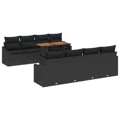 set od 7 dijelova vrtnih sofa s jastučićima u crnoj boji poli ratana Cijena