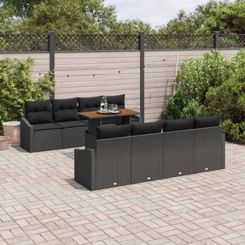 set od 7 dijelova vrtnih sofa s jastučićima u crnoj boji poli ratana Cijena