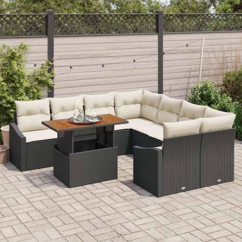 set od 9 dijelova vrtne sofe s jastucima crni poly ratan Cijena