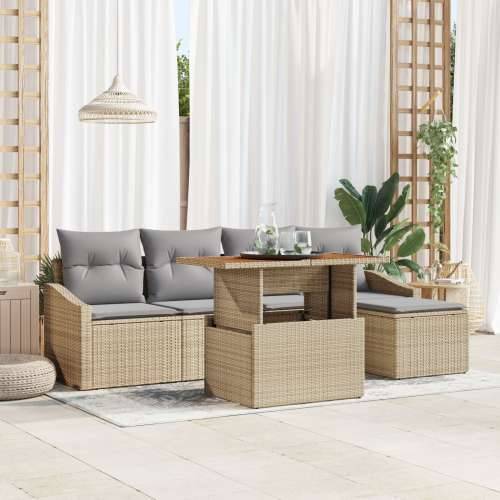 6-dijelni vrtni sofa set s jastučićima bež poli ratan Cijena
