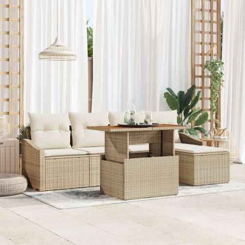 6-dijelni vrtni set sofa s jastučićima Bež Poli Ratan Cijena