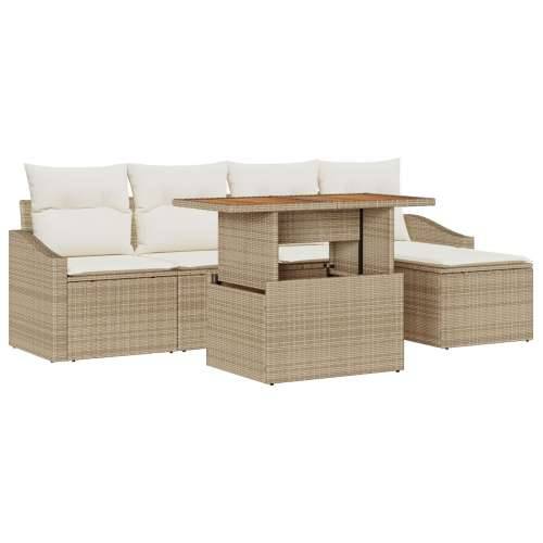 6-dijelni vrtni set sofa s jastučićima Bež Poli Ratan Cijena