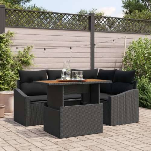set od 5 vrtnih sofa s jastučićima crni poli ratan Cijena
