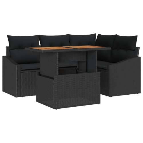 set od 5 vrtnih sofa s jastučićima crni poli ratan Cijena