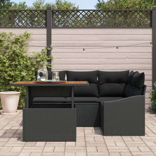 set od 5 vrtnih sofa s jastučićima crni poli ratan Cijena