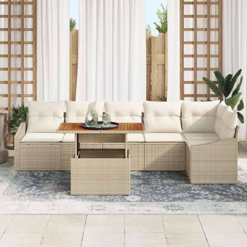7-dijelni vrtni sofa set s jastucima Bež Poli Ratan Cijena