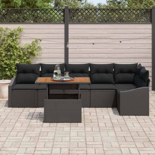 set od 7 komada vrtnih sofa s jastučićima crni poli ratan Cijena