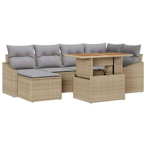 set od 7 komada vrtnih sofa s jastučićima bež poli ratan Cijena