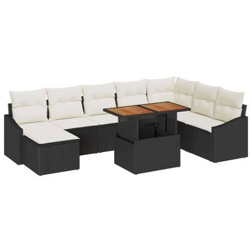 set od 9 vrtnih sofa s jastučićima crni poli ratan Cijena