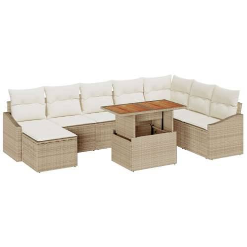 set vrtnih sofa od 9 dijelova s jastučićima bež poli ratan Cijena