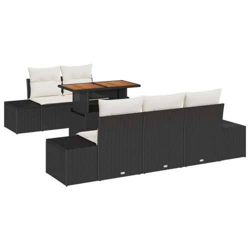 set vrtnih sofa od 6 s jastučićima crni poliratan Cijena
