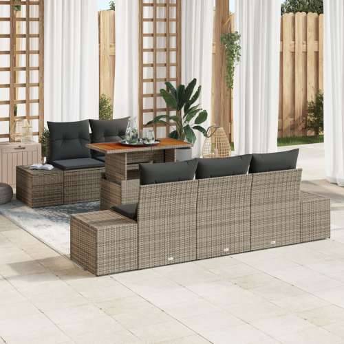 Set od 6 vrtnih sofa s jastučićima sivi poli ratan Cijena