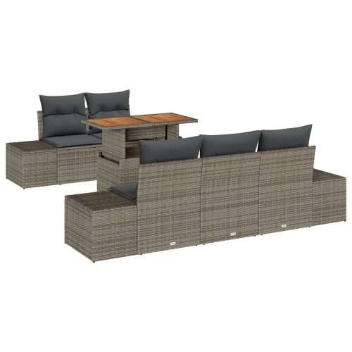 Set od 6 vrtnih sofa s jastučićima sivi poli ratan Cijena