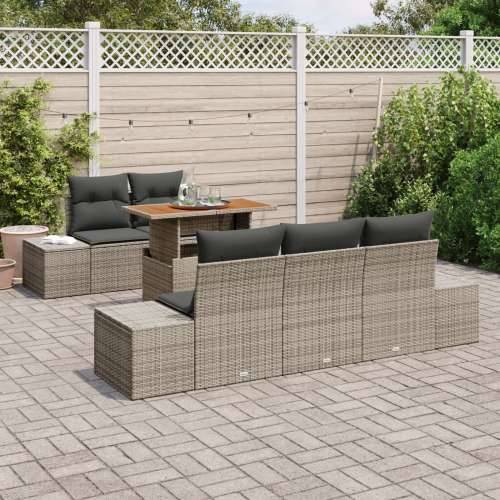 Set od 6 vrtnih sofa s jastučićima sivi poli ratan Cijena