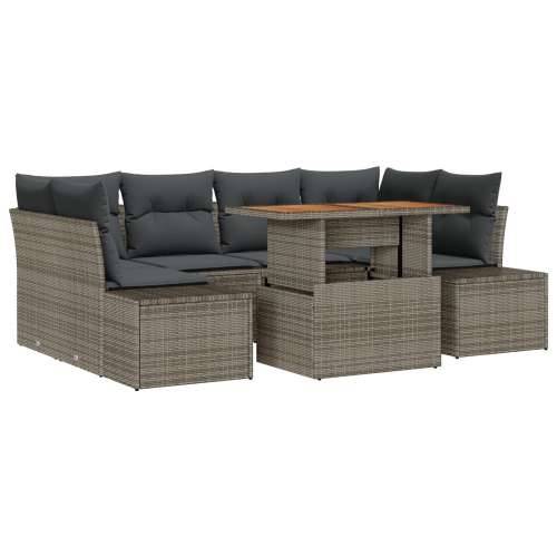 set od 7 komada vrtnih sofa s jastucima sivo poliratan Cijena
